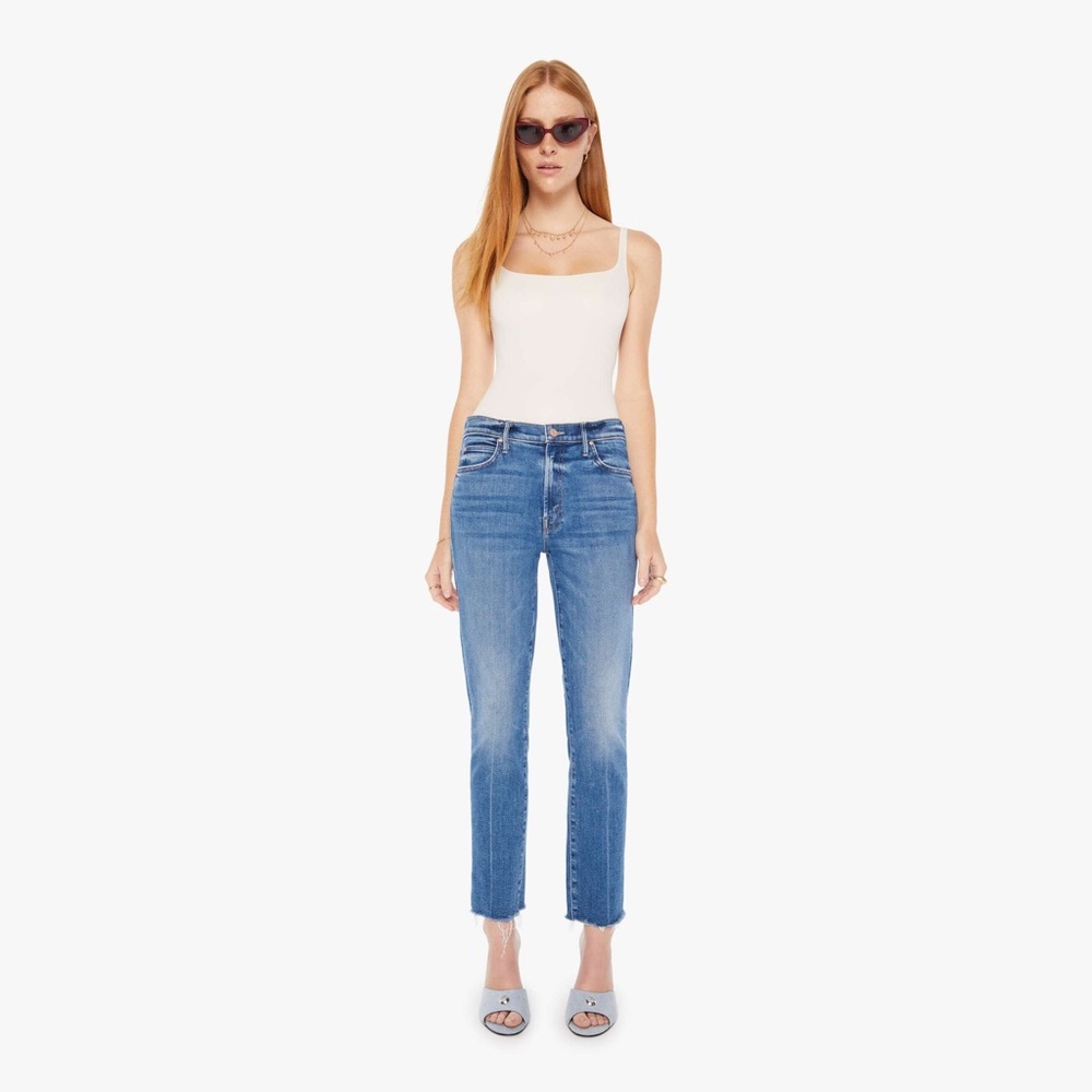 MOTHER Blue Straight Leg Jeans